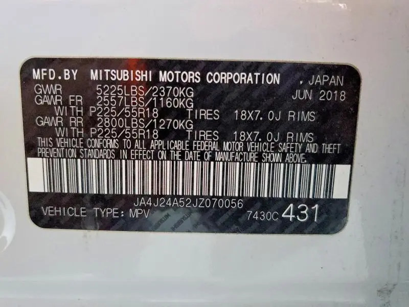 2018 MITSUBISHI OUTLANDER SE  