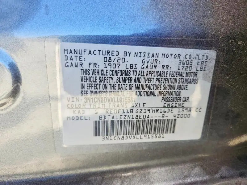 2020 NISSAN VERSA S  