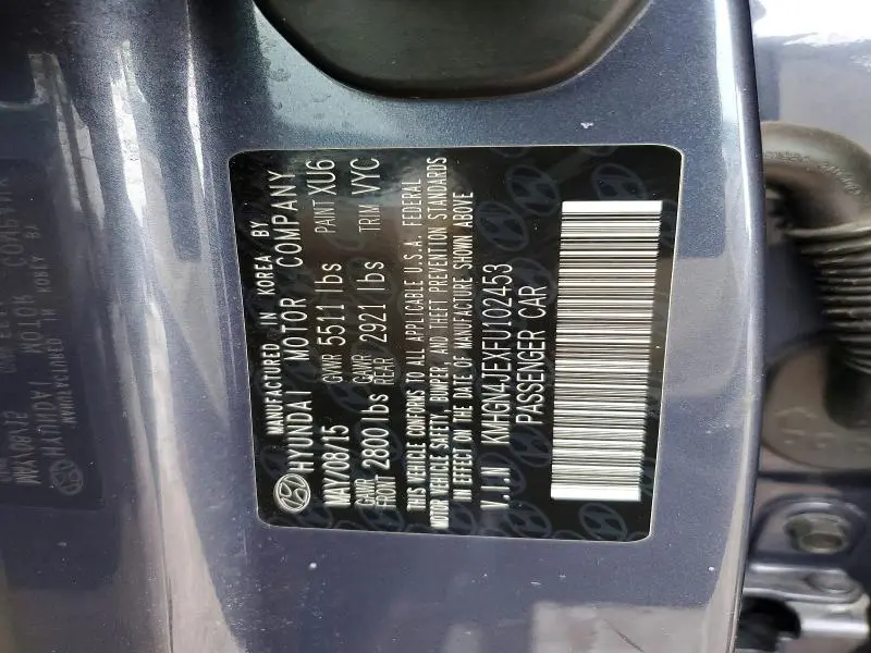 2015 HYUNDAI GENESIS 3.8L  