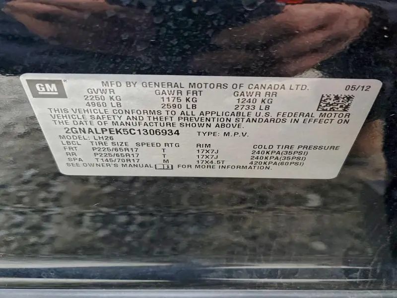 2012 CHEVROLET EQUINOX LT  