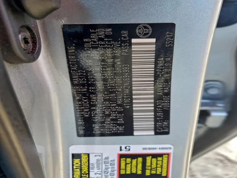 2022 TOYOTA CAMRY LE  