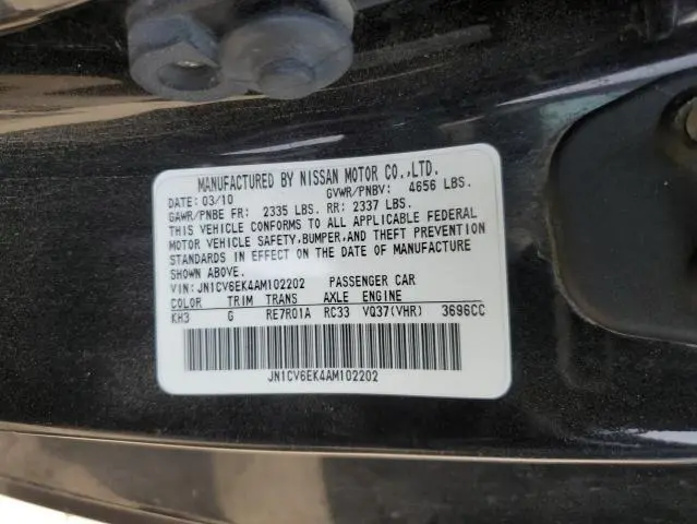 2010 INFINITI G37 BASE  