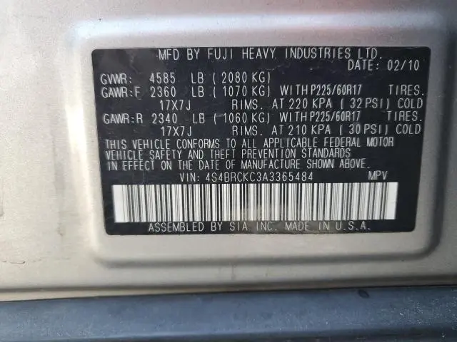 2010 SUBARU OUTBACK 2.5I LIMITED  