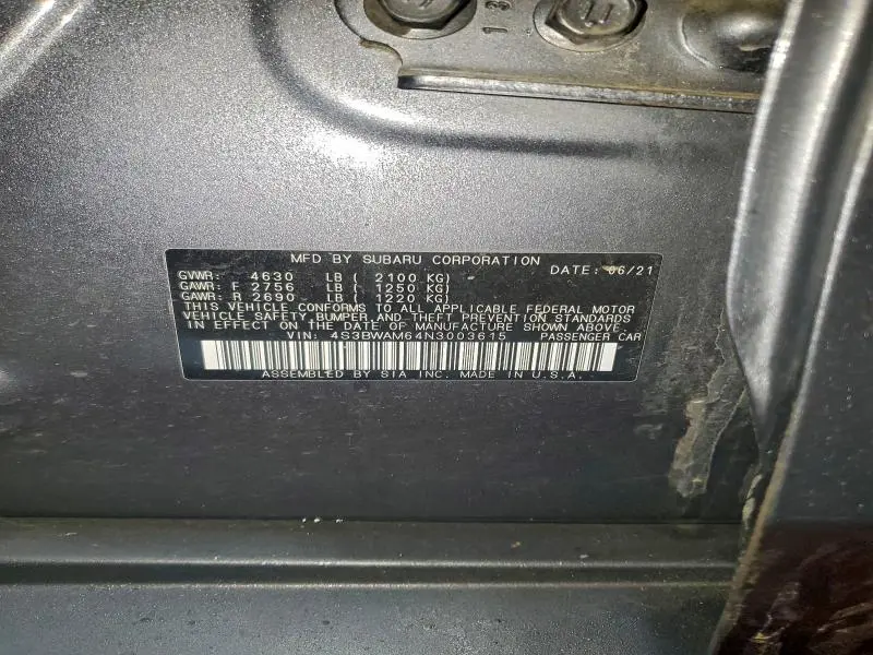 2022 SUBARU LEGACY LIMITED  