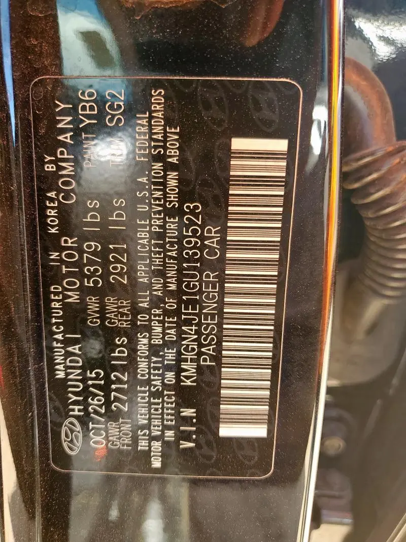 2016 HYUNDAI GENESIS 3.8L  