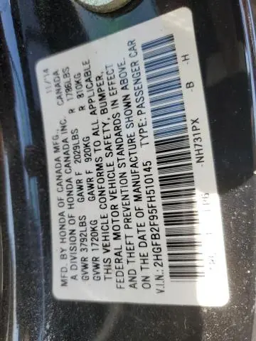 2015 HONDA CIVIC EXL  