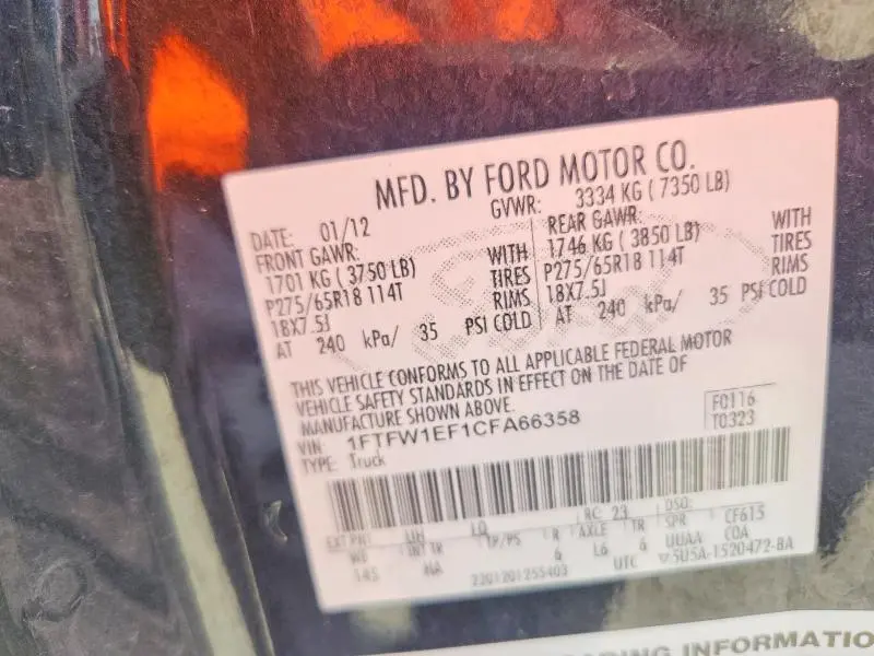 2012 FORD F150 SUPERCREW  