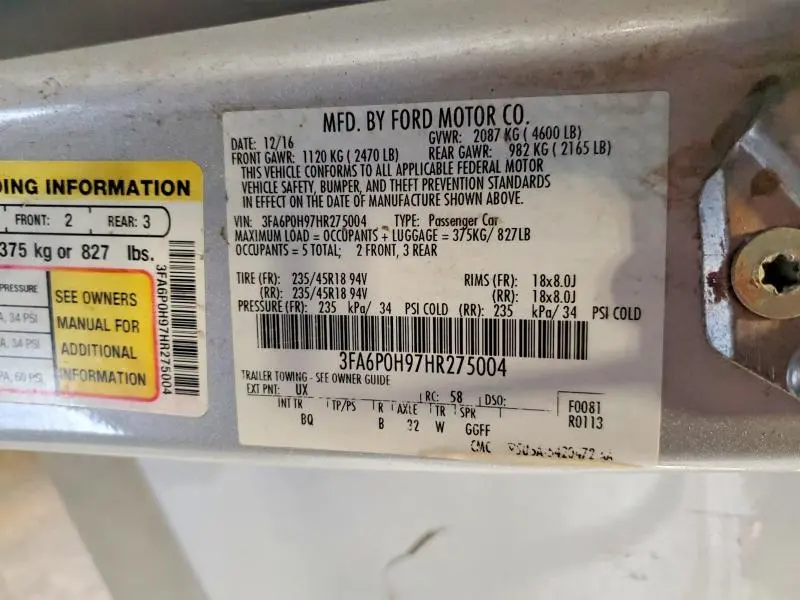 2017 FORD FUSION SE  