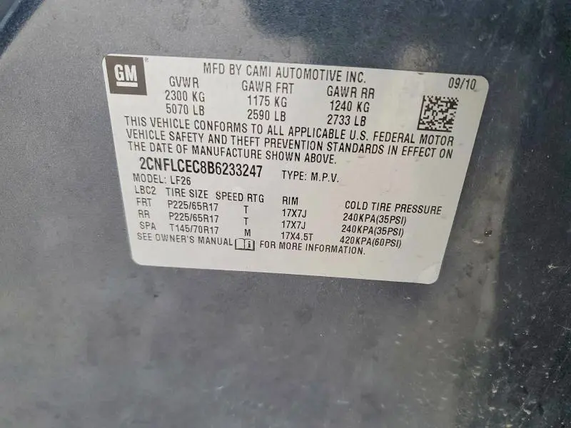 2011 CHEVROLET EQUINOX LS  