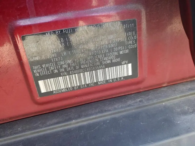 2011 SUBARU OUTBACK 2.5I PREMIUM  