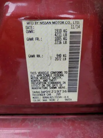 2015 NISSAN ALTIMA 2.5  