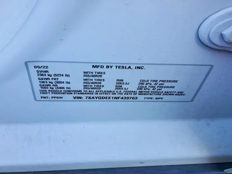 2022 TESLA MODEL Y   