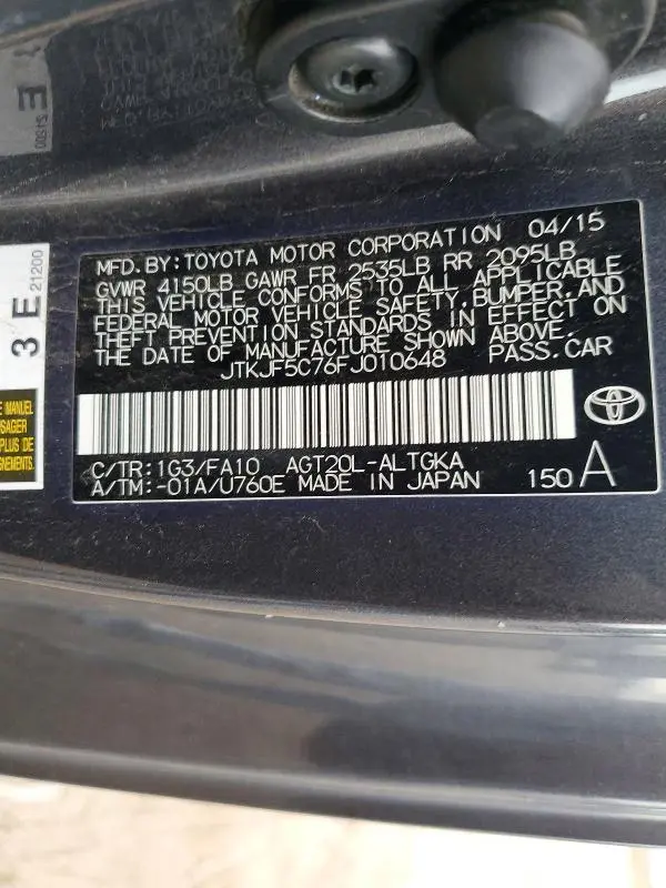 2015 TOYOTA SCION TC   