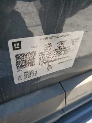 2021 CHEVROLET TAHOE K1500 RST  