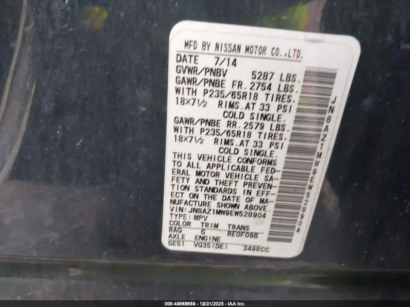 2014 NISSAN MURANO SL