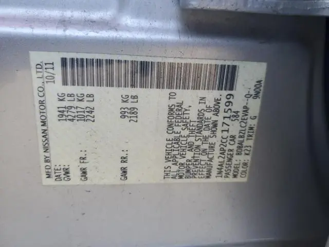 2012 NISSAN ALTIMA BASE  