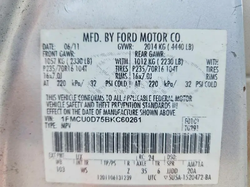 2011 FORD ESCAPE XLT  