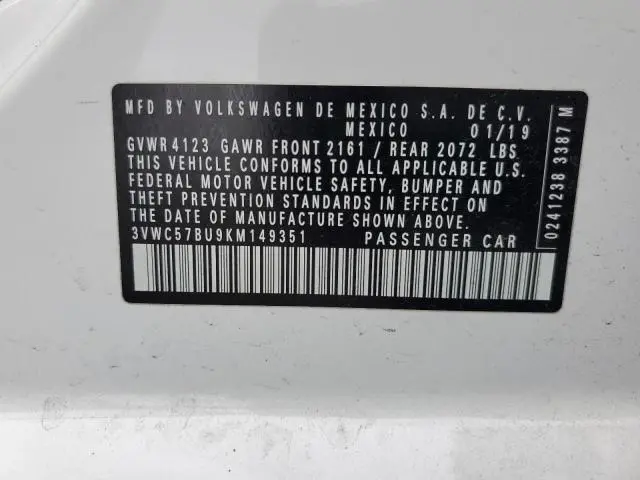 2019 VOLKSWAGEN JETTA S  