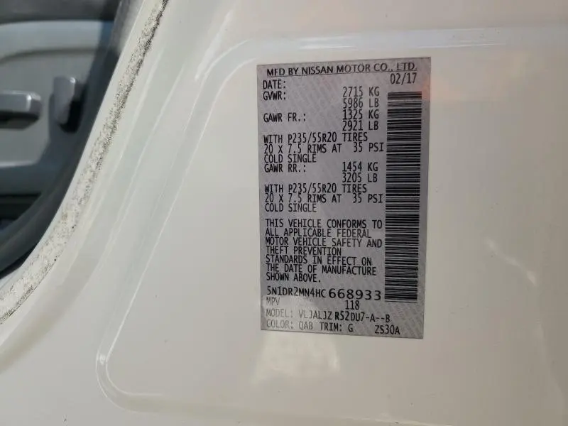 2017 NISSAN PATHFINDER S  