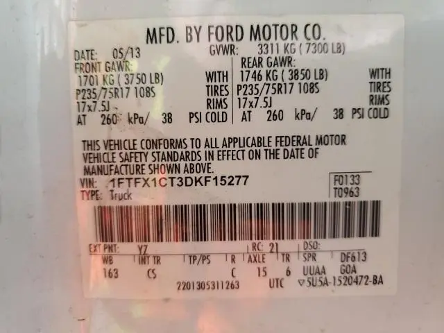 2013 FORD F150 SUPER CAB  