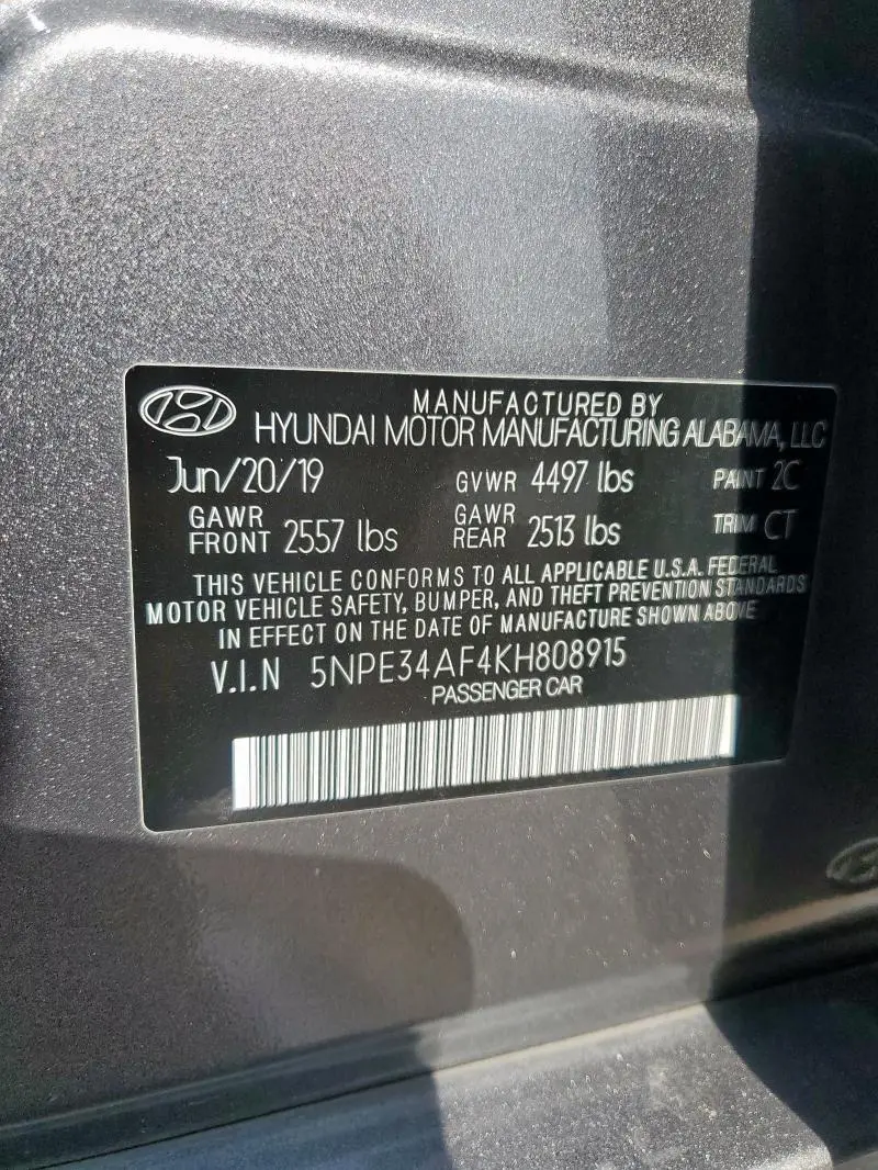 2019 HYUNDAI SONATA LIMITED  