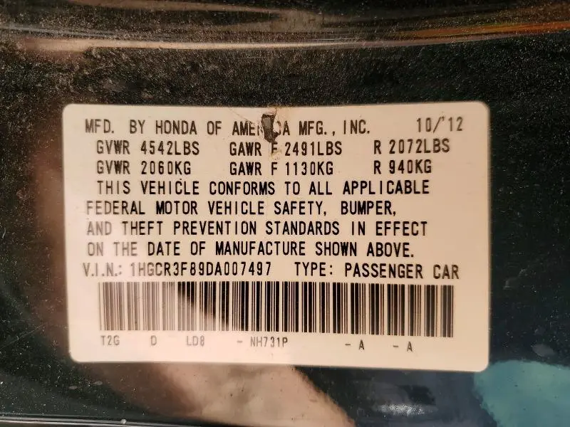 2013 HONDA ACCORD EXL  