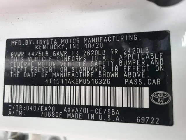 2021 TOYOTA CAMRY SE  