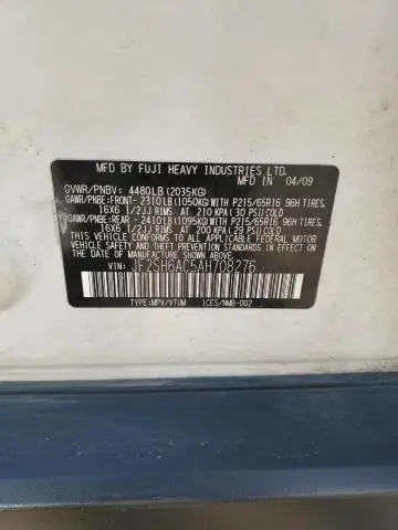 2010 SUBARU FORESTER 2.5X  