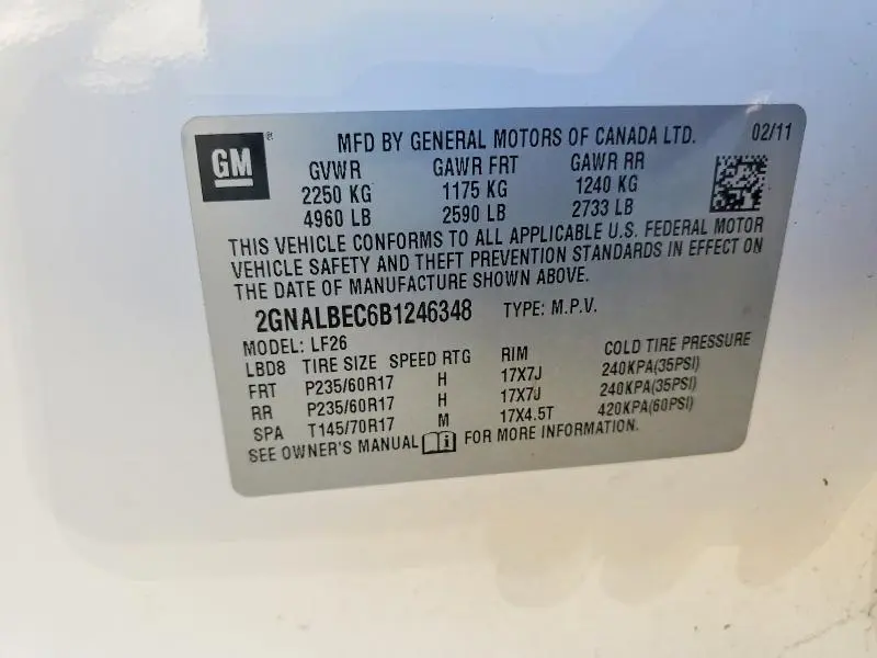 2011 CHEVROLET EQUINOX LS  