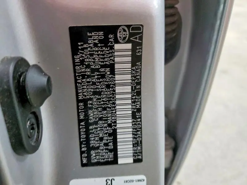 2012 TOYOTA COROLLA S  