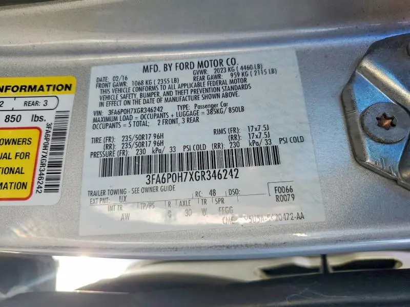 2016 FORD FUSION SE  
