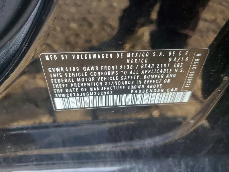 2016 VOLKSWAGEN JETTA S  