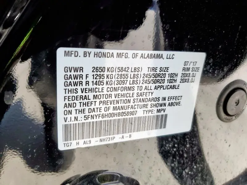 2017 HONDA PILOT ELITE  