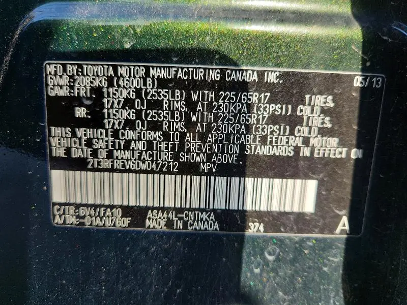 2013 TOYOTA RAV4 XLE  