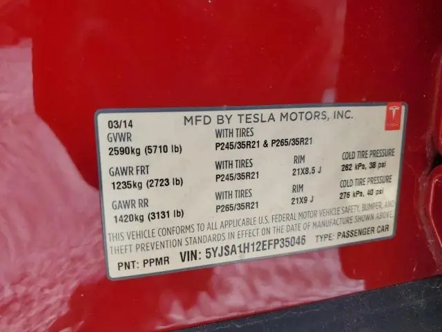 2014 TESLA MODEL S   
