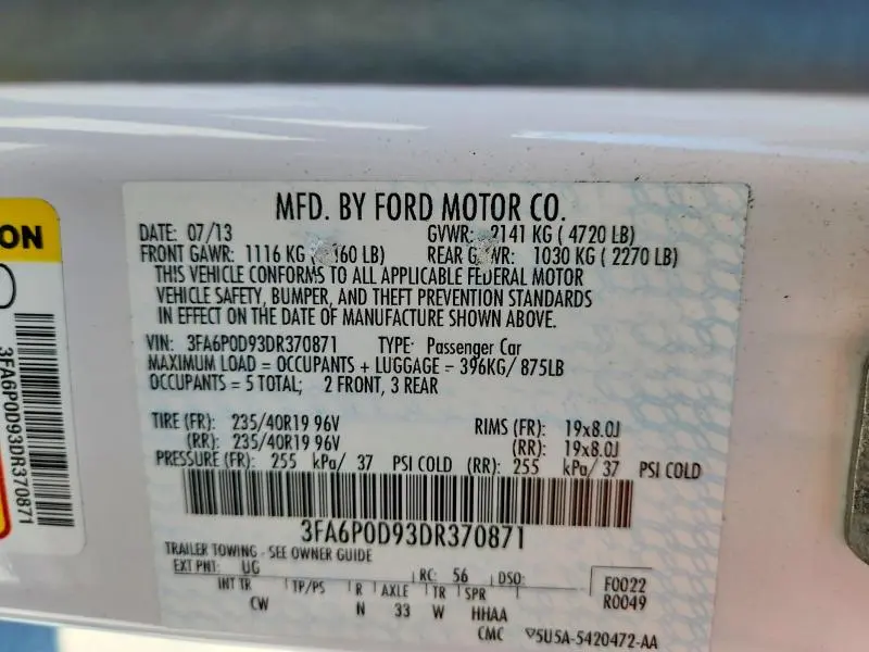 2013 FORD FUSION TITANIUM  