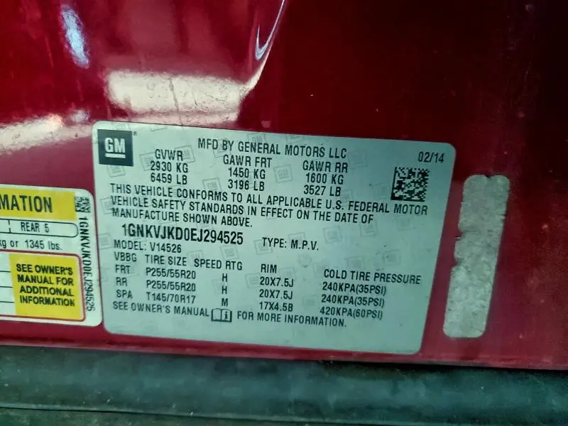 2014 CHEVROLET TRAVERSE LTZ  