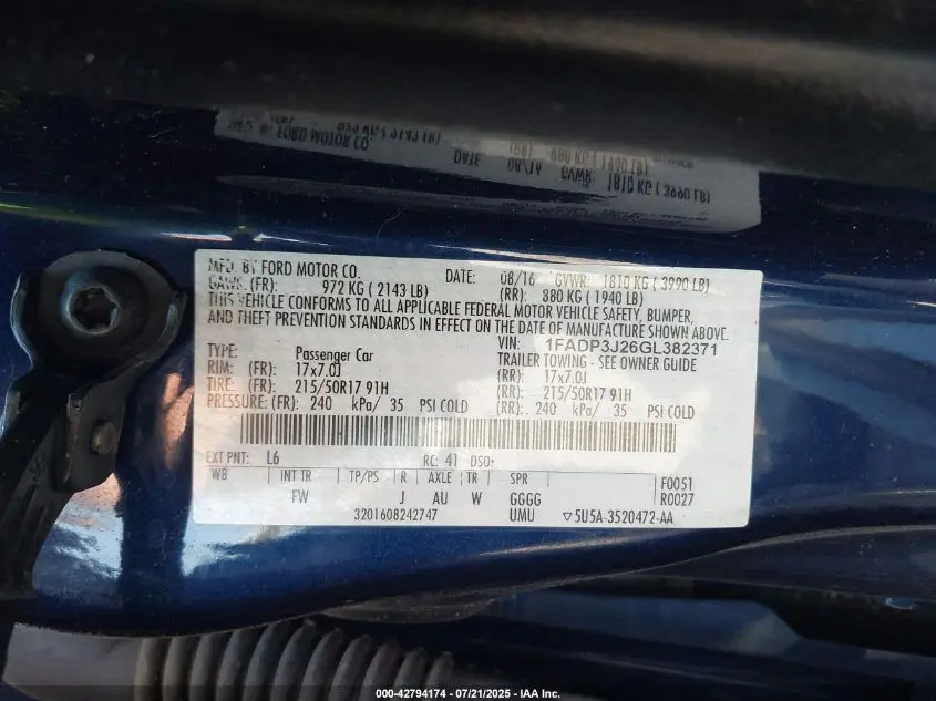 2016 FORD FOCUS TITANIUM