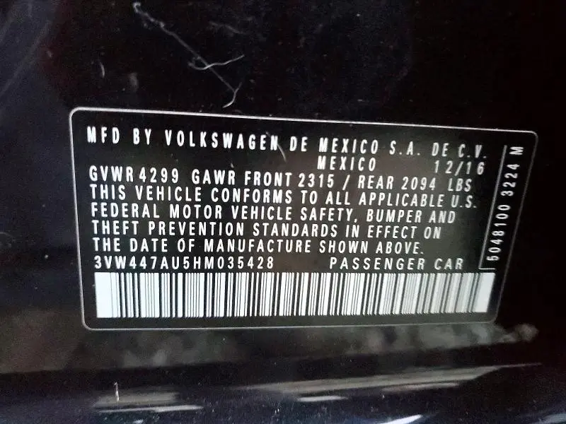 2017 VOLKSWAGEN GTI S/SE  