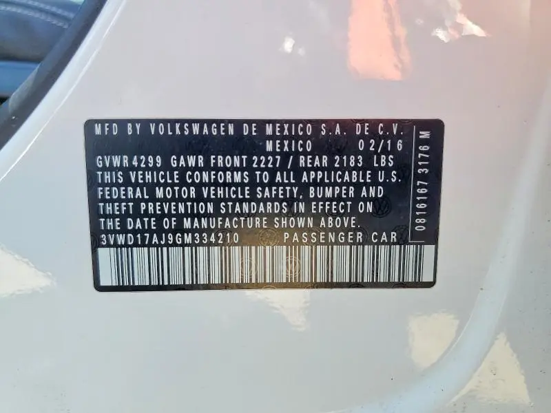 2016 VOLKSWAGEN JETTA SPORT  