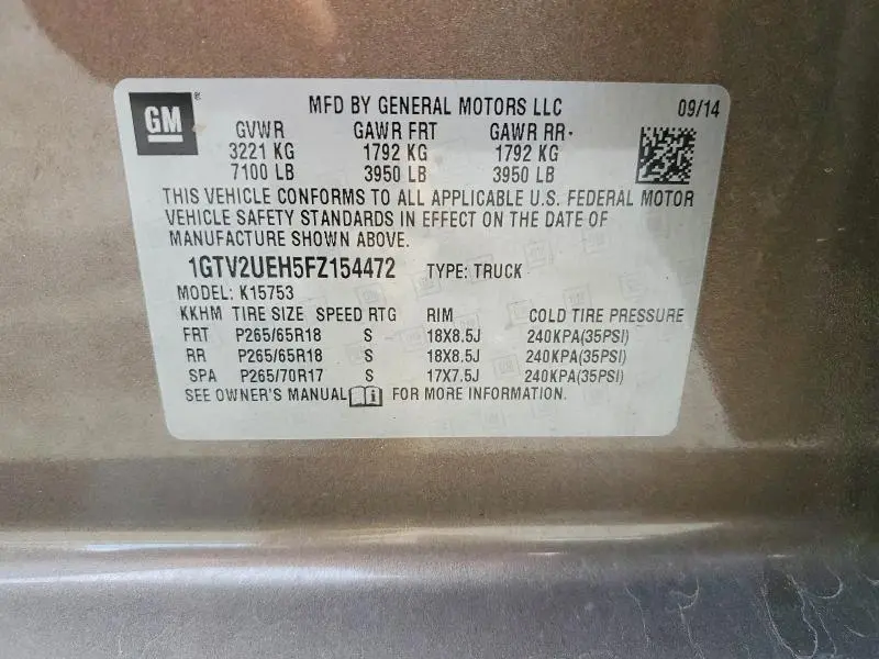 2015 GMC SIERRA K1500 SLE  