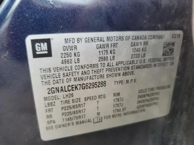 2016 CHEVROLET EQUINOX LT  