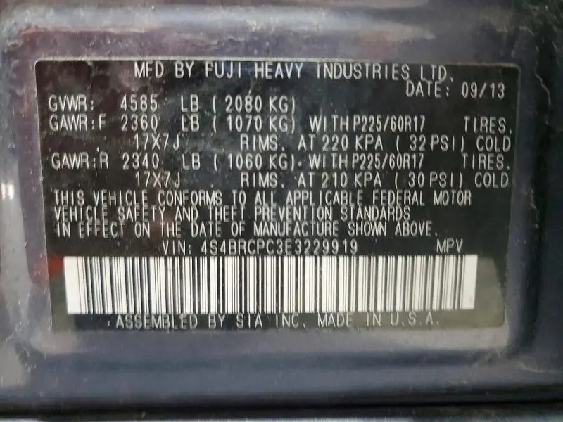 2014 SUBARU OUTBACK 2.5I LIMITED  