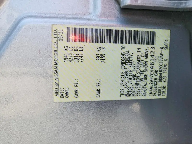 2012 NISSAN ALTIMA 2.5  