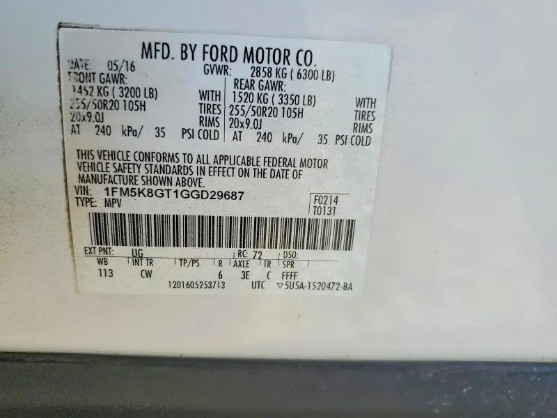 2016 FORD EXPLORER SPORT  