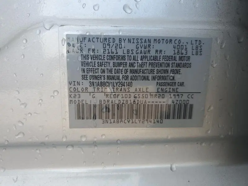 2020 NISSAN SENTRA SV  