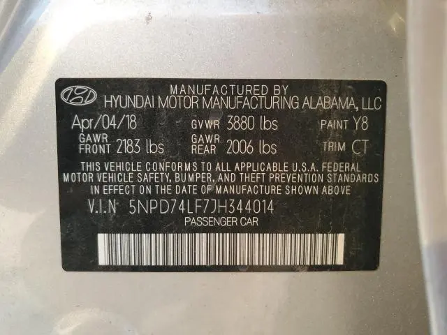 2018 HYUNDAI ELANTRA SE