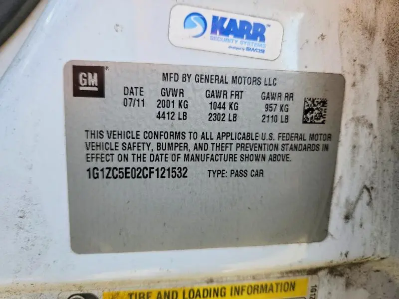 2012 CHEVROLET MALIBU 1LT  