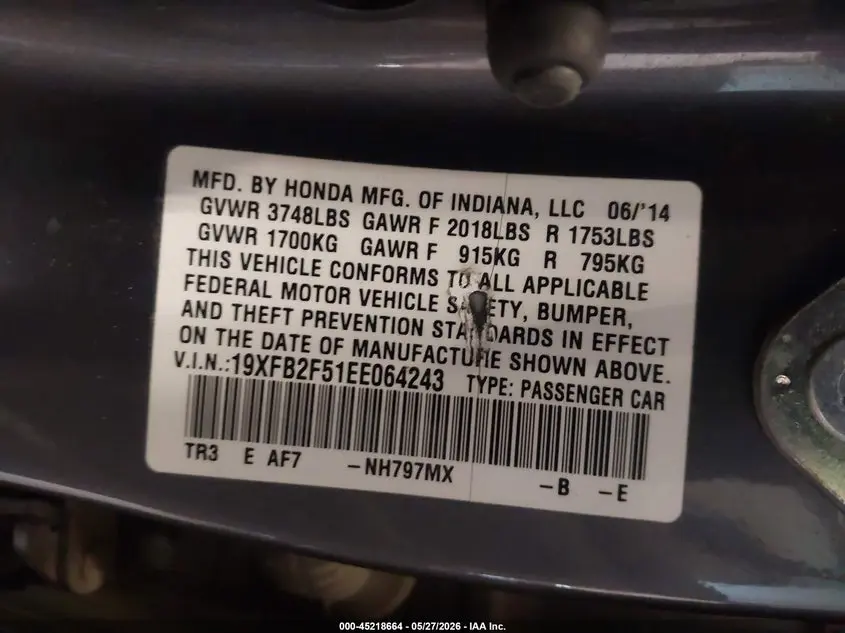 2014 HONDA CIVIC LX