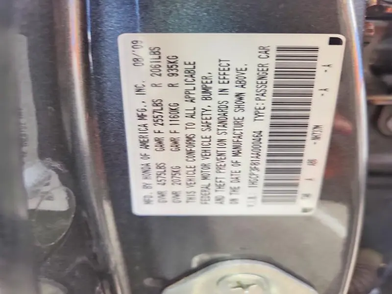 2010 HONDA ACCORD EXL  